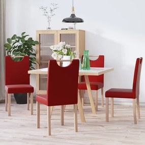 vidaXL Cadeiras de jantar 4pcs couro artificial vermelho tinto