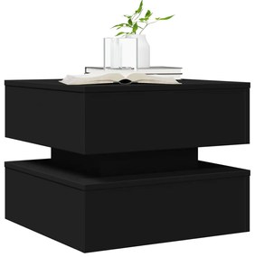 Mesa de centro com luzes LED 50x50x40 cm preto