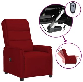 vidaXL Poltrona reclinável elétrica couro artificial vermelho tinto
