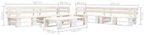 Sofás de paletes para jardim 6 pcs madeira branco
