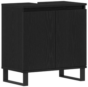 Gabinete de Lavabo vidaXL Preto Carvalho 58x33x60 cm Madeira Engenhari