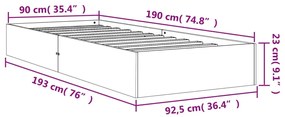 Estrutura de cama 90x190 cm madeira pinho maciça castanho cera