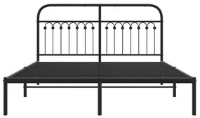 Estrutura de cama com cabeceira 160x200 cm metal preto