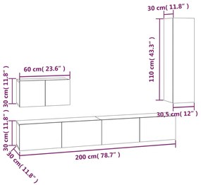 Conjunto móveis de TV 4 pcs madeira processada branco