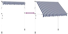 Toldo retrátil manual 250 cm riscas azuis e brancas