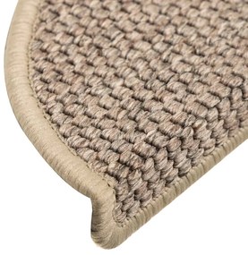 Tapetes escada adesivos aspeto sisal 15 pcs 56x17x3 bege-escuro