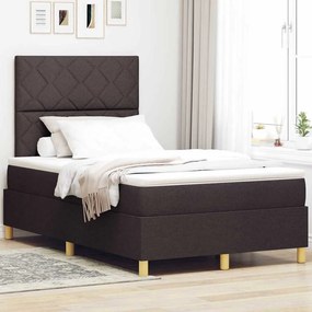 vidaXL Cama Box com colchão Marrom Escuro 120 x 200 cm tecido