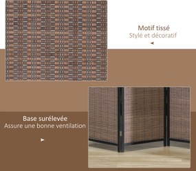 Biombo de madeira 180 x 180 cm para divisão de espaços, divisória dobrável de 4 painéis, castanho