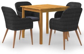 vidaXL 5 pcs conjunto de jantar para jardim preto