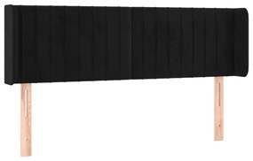 Cabeceira de cama c/ luzes LED veludo 147x16x78/88 cm preto