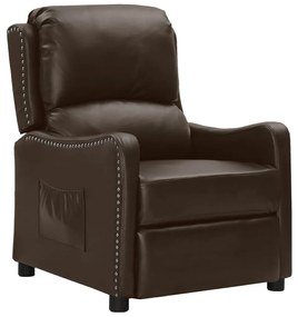 vidaXL Poltrona reclinável couro artificial castanho brilhante