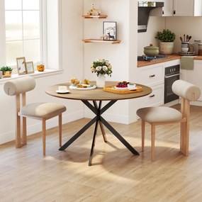 Mesa de Refeição Redonda (CADEIRAS NÃO INCLUIDAS) para 4 Pessoas Mesa de Cozinha Industrial com Estrutura de Aço Ø120x75 cm Madeira
