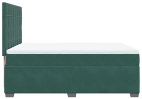 Cama com molas/colchão 160x200 cm veludo verde-escuro