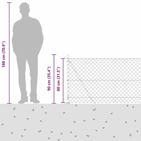 Conjunto de Postes de Cerca Prateado 10 x 0.8 m Aço Galvanizado