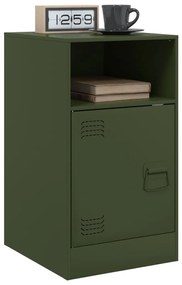 Mesas de cabeceira 2 pcs 34,5x39x62 cm aço verde azeitona