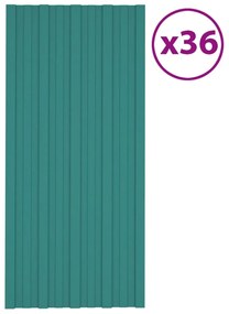 Painéis de telhado 36 pcs 100x45 cm aço galvanizado verde
