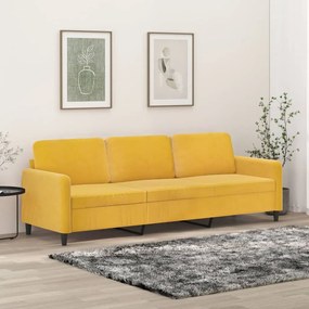 vidaXL Sofá de 3 lugares 210 cm veludo amarelo