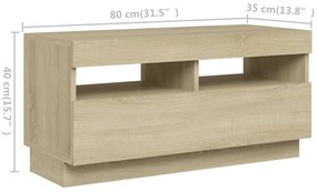 Móvel de TV com luzes LED 180x35x40 cm carvalho sonoma