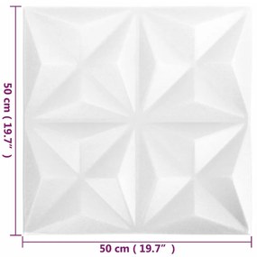 Painéis de parede 3D 24 pcs 50x50 cm 6 m² origami branco