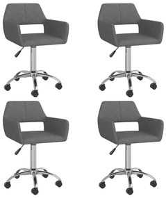 vidaXL Cadeiras de jantar giratórias 4 pcs tecido cinzento-escuro