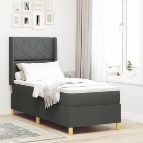 Cama Box Spring com Colchão cinza escuro 80x200 cm tecido