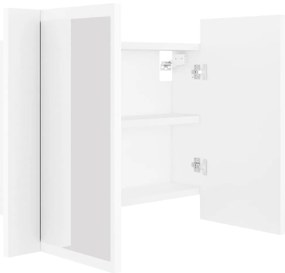 Armário espelhado casa banho c/ LED 60x12x45 cm acrílico branco