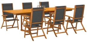vidaXL 7 pcs conjunto de jantar para jardim acácia maciça e textilene