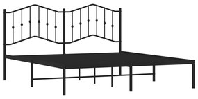 Estrutura de cama com cabeceira 160x200 cm metal preto