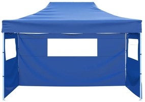 Tenda dobrável com 3 paredes 3x4,5 m azul