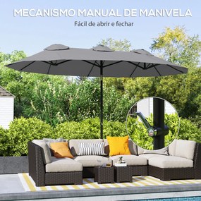 Chapéu de Sol Duplo 285x147x227cm Chapéu de Sol de Jardim com Inclinaç