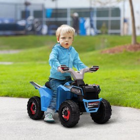 Moto 4 Elétrico para Crianças Veículo Elétrico a Bateria de 6V com Velocidade de 2,5 km/h 70x41,5x48,5 cm Azul