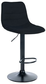 Banco de bar Lex em tecido e com estrutura preta 45 x 89-110 x 46 cm Preto