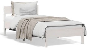 Estrutura de cama com cabeceira 100x200cm pinho maciço branco