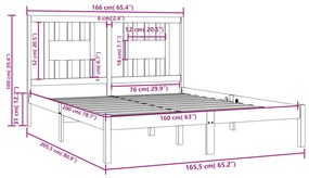 Estrutura de cama 160x200 cm madeira de pinho maciça branco