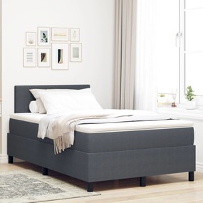 Cama Box Spring com Colchão Cinza Escuro 120x200 cm Tecido de Corduroy