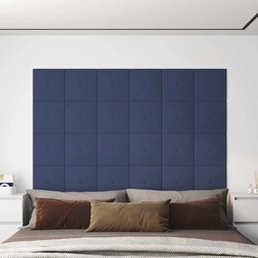 vidaXL Painel de parede 12 pcs 30x30 cm tecido 1,08 m² azul