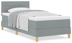 Cama Box Spring com Colchão Cinza Claro 100x200 cm Tecido