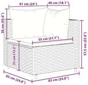 10 pcs conjunto lounge jardim c/ almofadões vime PE castanho