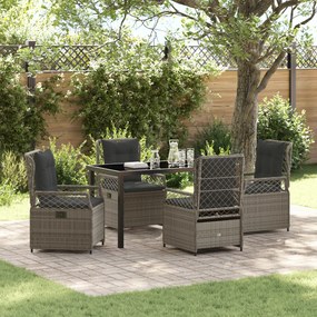 vidaXL Conjunto de Jantar de Jardim 5 Peças Cinza Rattan Poli