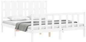 Estrutura de cama King Size com cabeceira madeira maciça branco