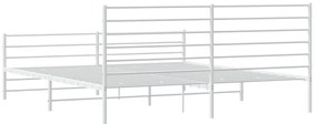 Estrutura de cama com cabeceira e pés 200x200 cm metal branco