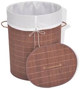 Cesto oval para roupa suja bambu castanho