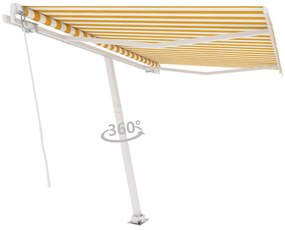 Toldo retrátil manual independente 300x250 cm amarelo e branco