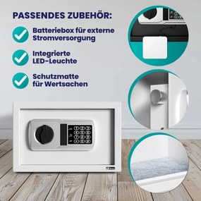 Cofre elétrico para móveis 31 x 20 x 20 cm, porta de 3,2 mm, inclui pilhas cinza claro
