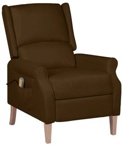 vidaXL Poltrona de massagens reclinável tecido castanho-escuro