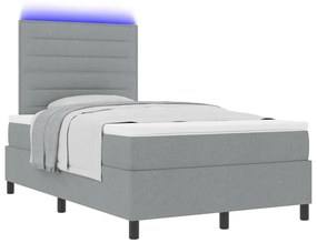 Cama com Estrado e Colchão Cinza Claro 120 x 190 cm em Tecido