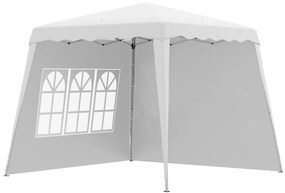 Outsunny Tenda Dobrável com 2 Paredes Laterais Altura Ajustável Proteção UV50+ e Bolsa de Transporte 240x240x250 cm Branco