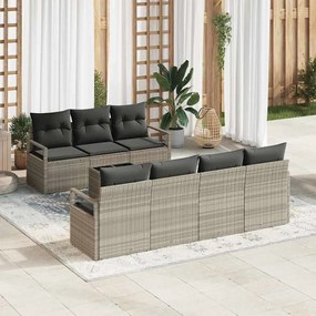 Conjunto de Sofá de Jardim vidaXL de 8 Peças com Almofadas Cinza Claro Rattan Poly