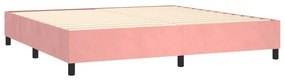 Cama box spring c/ colchão/LED 200x200 cm veludo rosa