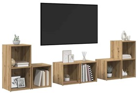 Conjunto de Estantes para TV 6 pcs Carvalho Artesanal